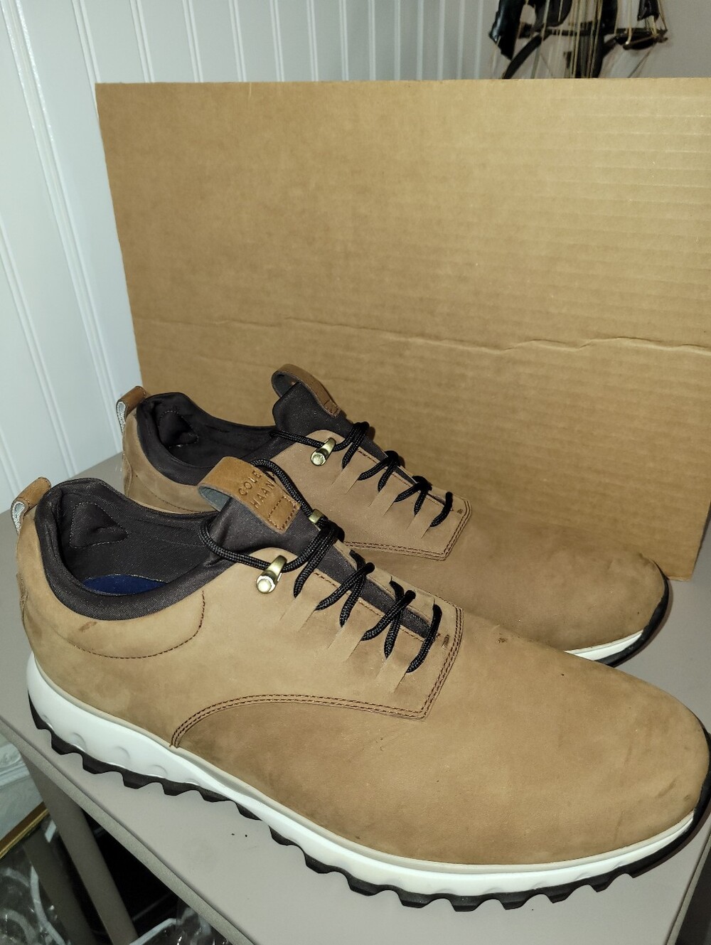 Cole Haan Brown Nubuck Lace-Up Sneakers with Black Accents Size 13M